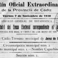 El Censo Electoral de Jerez de la Frontera en 1930: Un vistazo al pasado