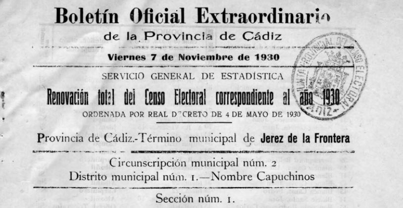 El Censo Electoral de Jerez de la Frontera en 1930: Un vistazo al pasado