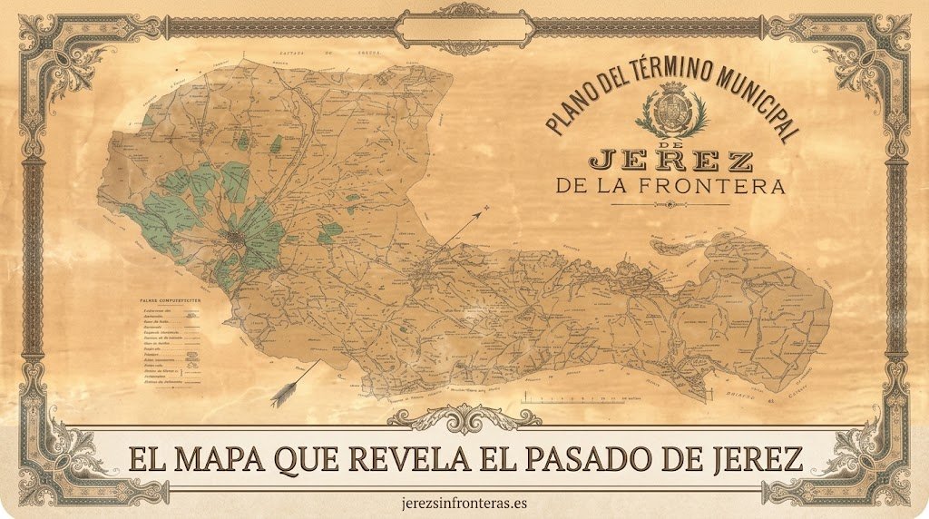 Plano histórico del Término Municipal de Jerez de la Frontera de 1897 realizado por Antonio Lechuga y Florido, en horizontal para cabecera web.