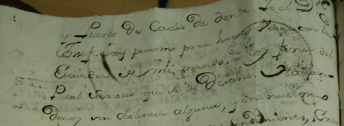 Detalle en manuscrito de 1780 donde José Solano expresa estar próximo a hacerse a la mar con la escuadra de su mando al Real Servicio. 