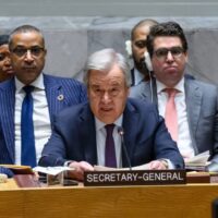 El Secretario General António Guterres interviene en la reunión del Consejo de Seguridad sobre la situación en Oriente Medio, incluida la cuestión palestina (ONU/Loey Felipe)