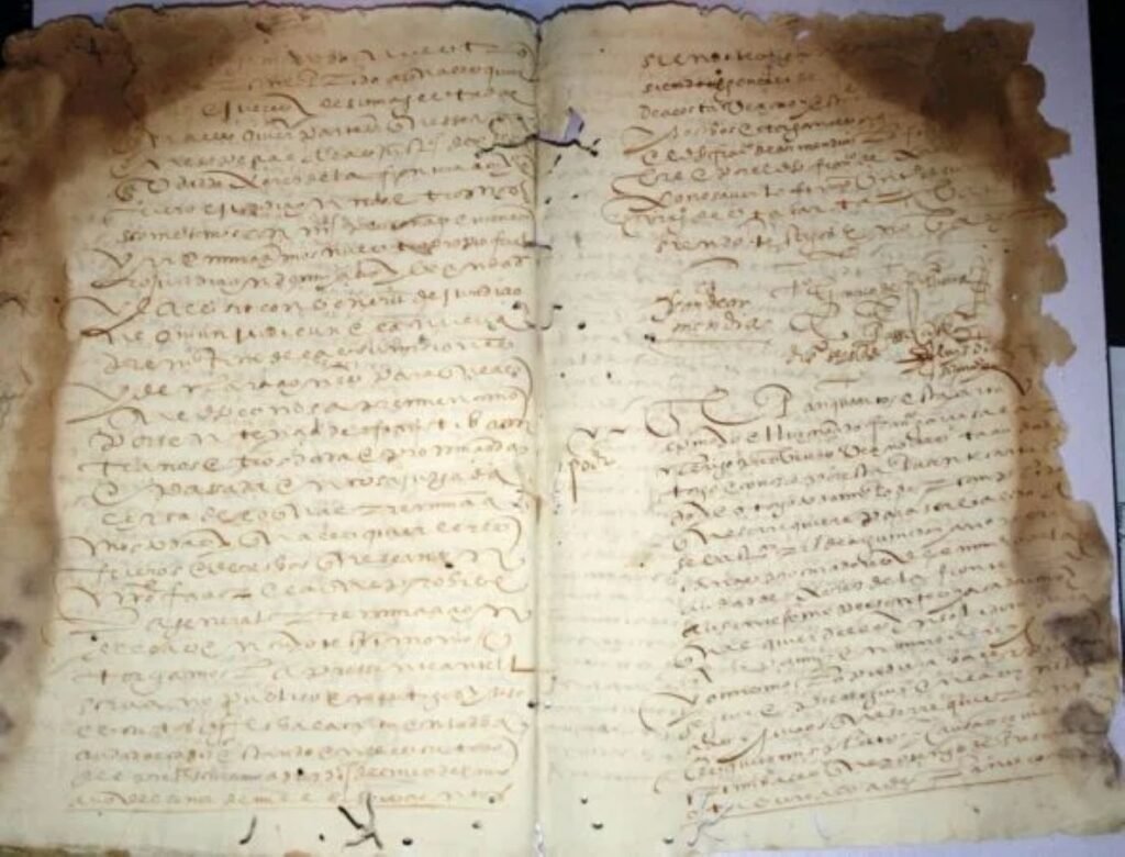 Firmas y rúbrica del escribano en el contrato de construcción de la Cartuja de Jerez de 1599.