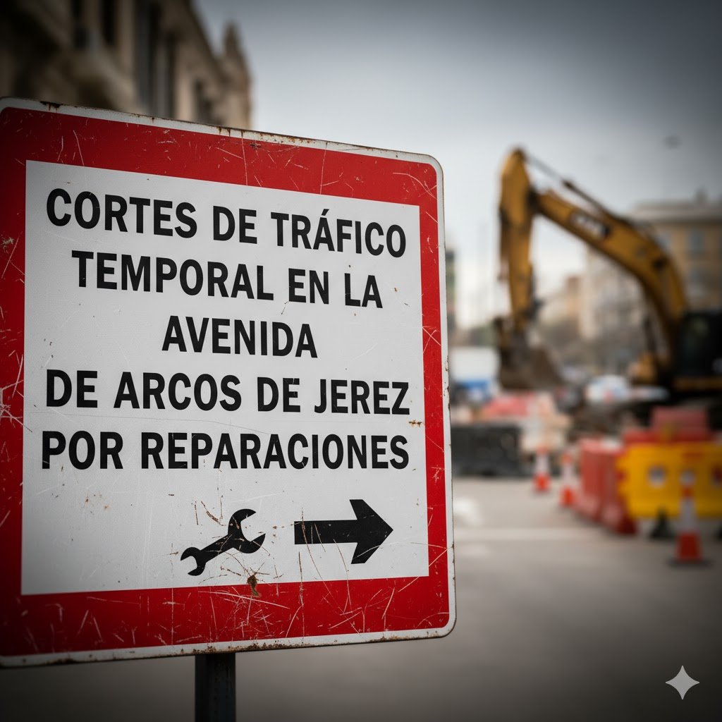 Cortes de tráfico temporal en la avenida de Arcos de Jerez por reparaciones