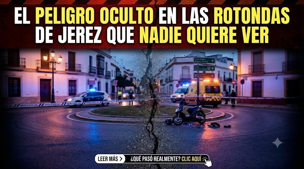Accidente de tráfico en Jerez en la Plaza Poeta Miguel Ramos con un turismo y un ciclomotor implicados