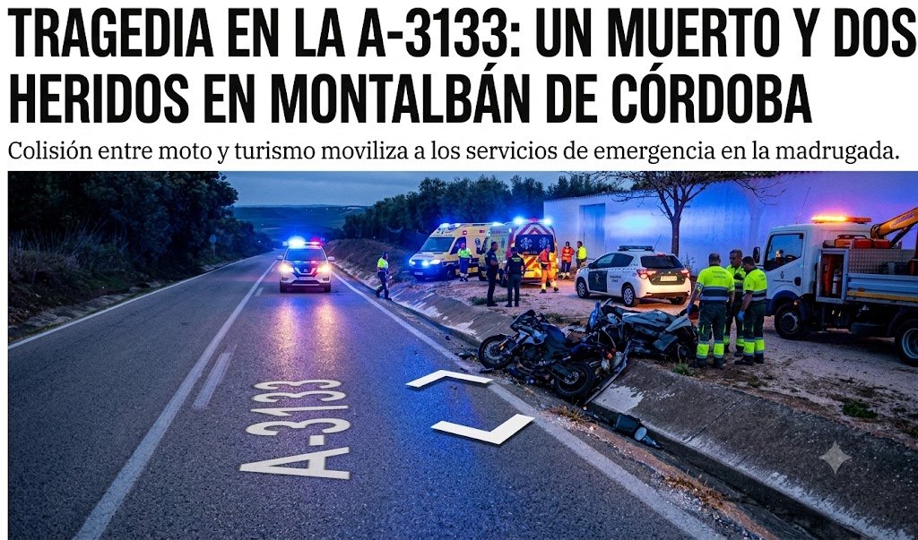 Carretera A-3133 a su paso por Montalbán de Córdoba donde ocurrió el accidente de tráfico