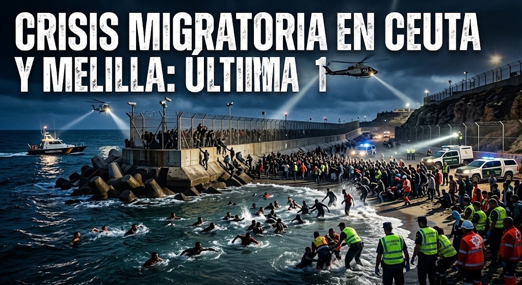 Rescate en la playa del Tarajal durante la crisis migratoria en Ceuta y Melilla en 2026