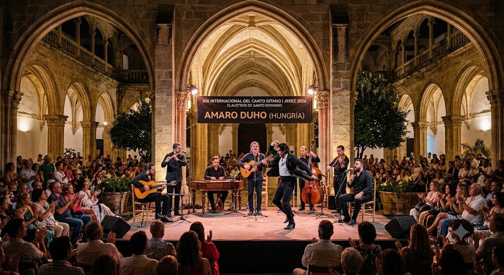 Concierto del Día Internacional del Canto Gitano con el grupo Amaro Duho en los Claustros de Santo Domingo de Jerez.