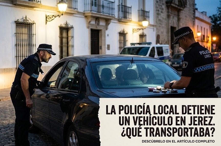 La Policía Local de Jerez intercepta a un taxi pirata con exceso de ocupantes e inmoviliza el coche.