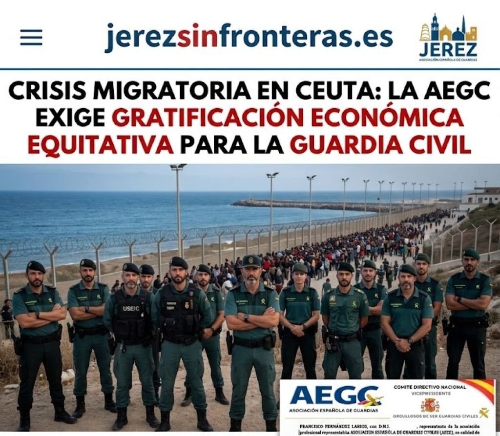 La AEGC exige una gratificación económica equitativa para los guardias civiles desplegados en Ceuta.