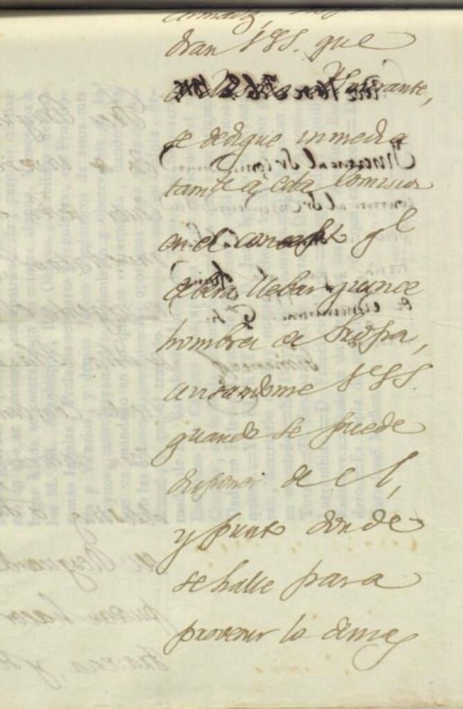 Fragmento manuscrito de 1815 con instrucciones sobre el transporte de víveres para la tropa en Ceuta.
