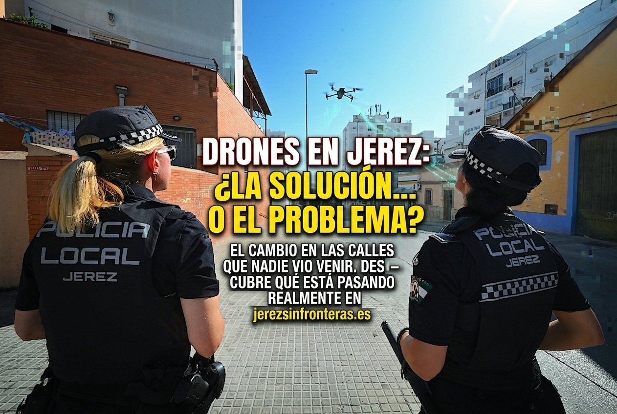 Los drones de la Policía Local de Jerez vigilan el vandalismo. Descubre por qué avisar a los vándalos no funciona.