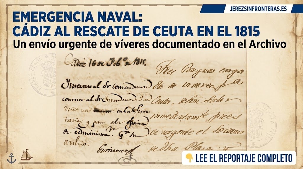Documento manuscrito de 1815 del Archivo Histórico Provincial de Cádiz sobre el envío de víveres a Ceuta.