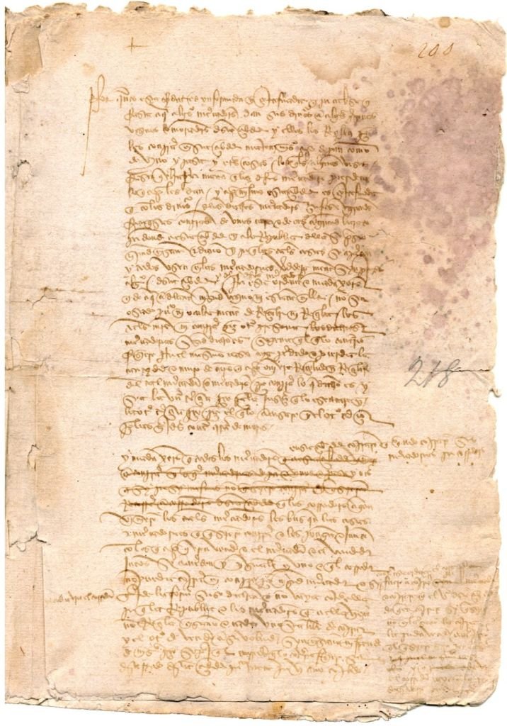 Manuscrito original de las Ordenanzas del vino de Jerez de 1483 en caligrafía gótica procesal, regulando la venta de caldos a mercaderes forasteros y la prohibición de vender vino nuevo por añejo.