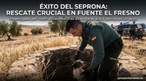 El SEPRONA salva a dos perros atrapados a cinco metros bajo tierra en un pozo