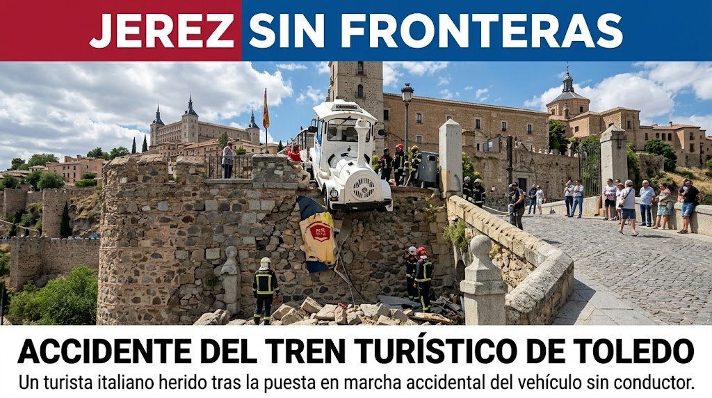 Información del accidente del tren turístico de Toledo tras su desplazamiento sin conductor en el centro histórico.