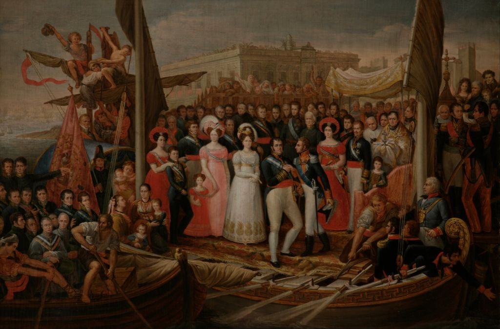 Pintura histórica del desembarco de Fernando VII en El Puerto de Santa María tras su liberación en Cádiz en 1823.
