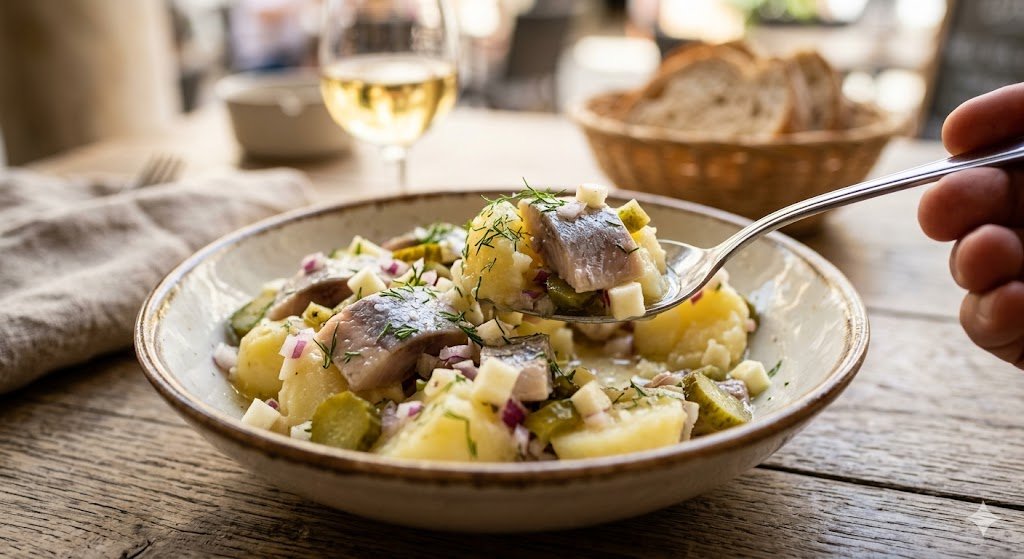 ensalada de arenque y patatas