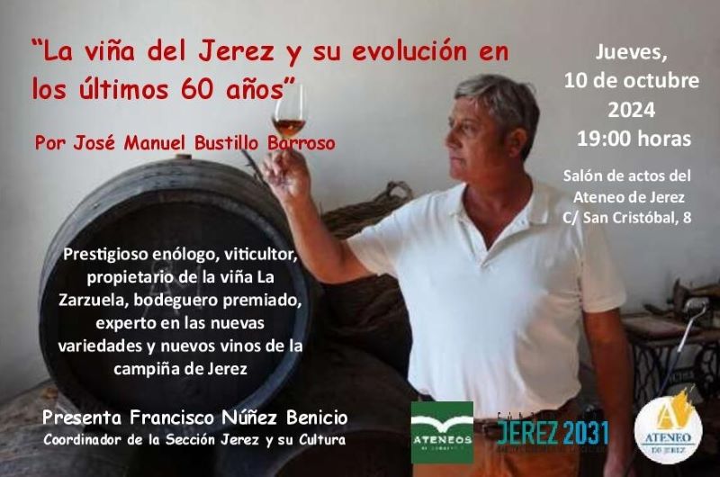 El jueves 10 de octubre, el Ateneo de Jerez ofrece la conferencia “La viña de Jerez y su evolución en los últimos 60 años”