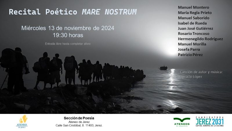 Recital poético: El Ateneo de Jerez denuncia las muertes en el Mare Nostrum a través de la poesía, el 13 de noviembre