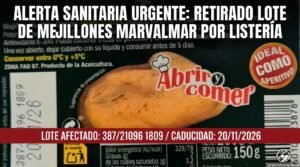 Sanidad detecta Listeria en mejillones cocidos Marvalmar y pide retirar este lote urgente