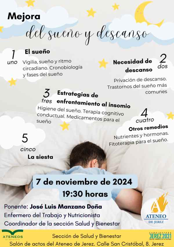 El Ateneo de Jerez ofrece la charla-coloquio “Mejora del sueño y del descanso” este jueves 7 de noviembre