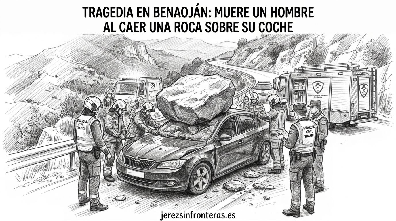 Tragedia en la carretera de Benaoján: una roca aplasta un coche y provoca un fallecido y tres heridos