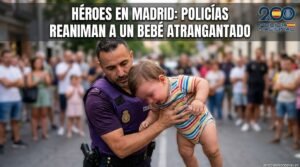 Dos agentes de la Policía Nacional evitan una tragedia al reanimar a un bebé atragantado en Madrid