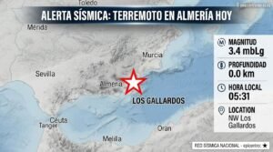 Un temblor de magnitud 3,4 en Los Gallardos sobresalta a la provincia de Almería de madrugada