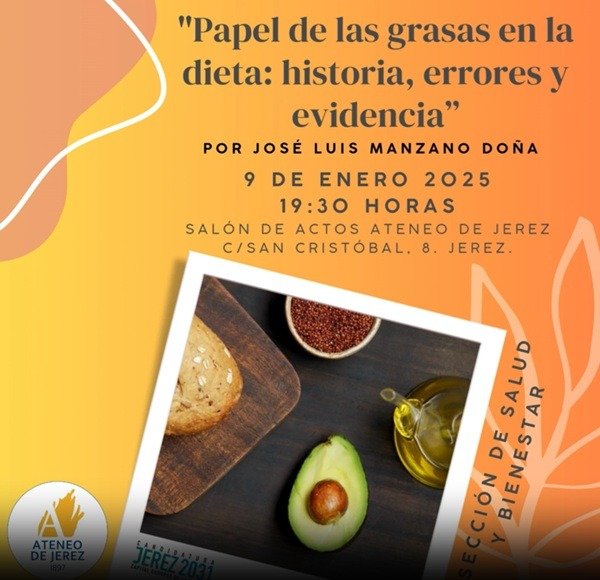 El Ateneo de Jerez organiza la charla-coloquio “Papel de las grasas en la dieta: historia, errores y evidencia” este jueves 9 de enero