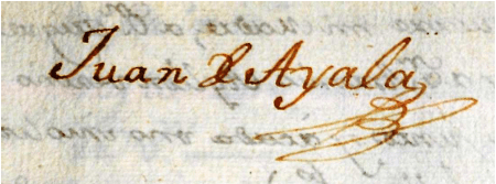 Firma autógrafa de Juan Manuel de Ayala del siglo XVIII.