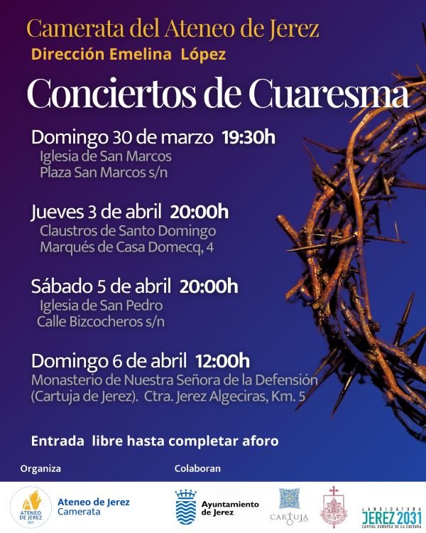 4 conciertos de música sacra en Iglesias de Jerez en Cuaresma