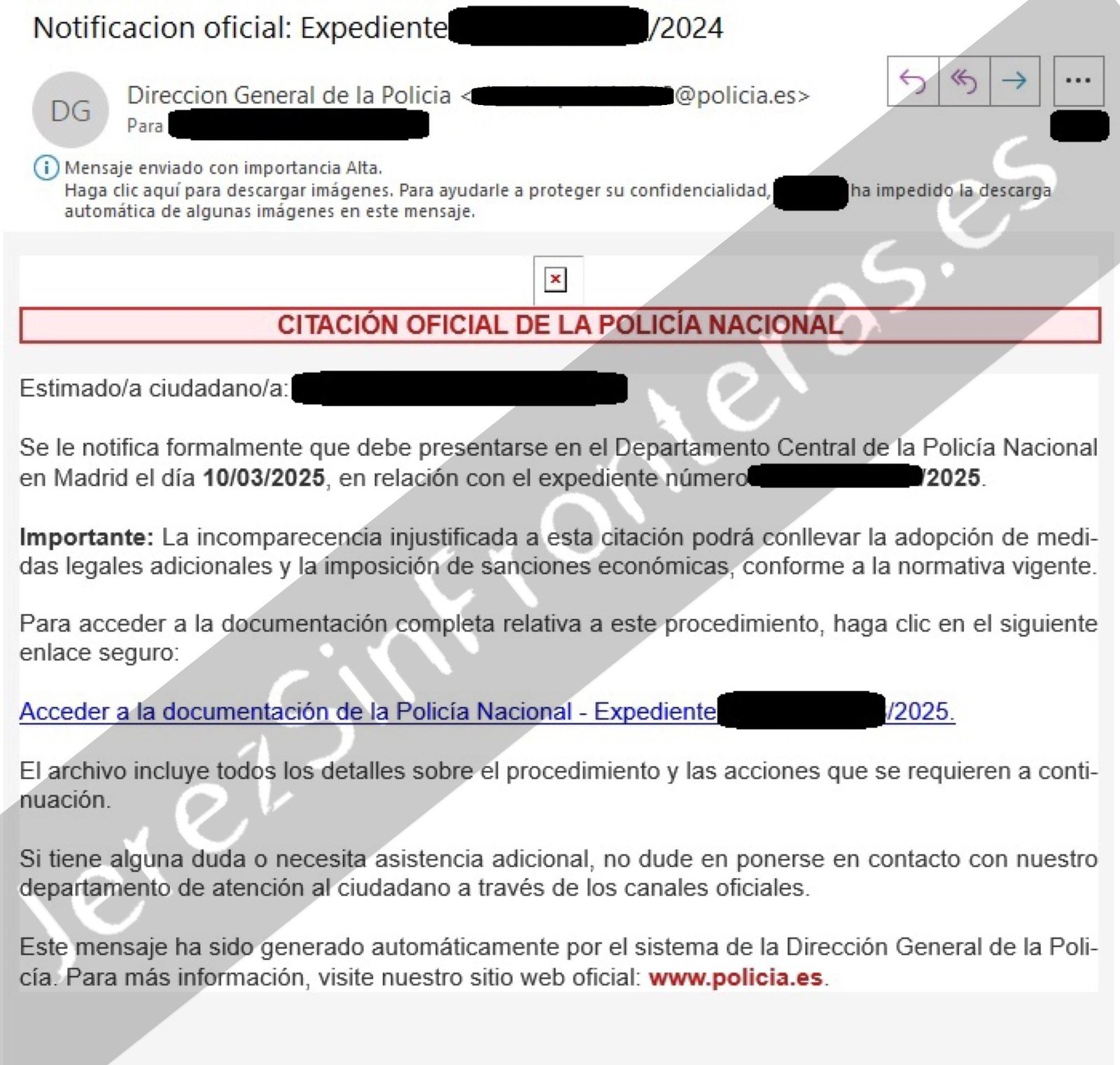 ¡Ojo, jerezanos! No caigáis en la trampa del correo electrónico de la «Policía»