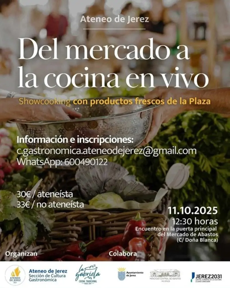 ¡Imperdible! Showcooking del Mercado a la Cocina de Jerez: Celebra el 140 Aniversario del Mercado de Abastos con sabor