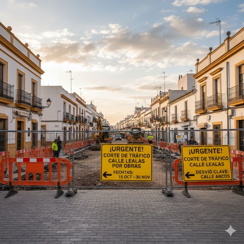 Corte de tráfico Calle Lealas Jerez