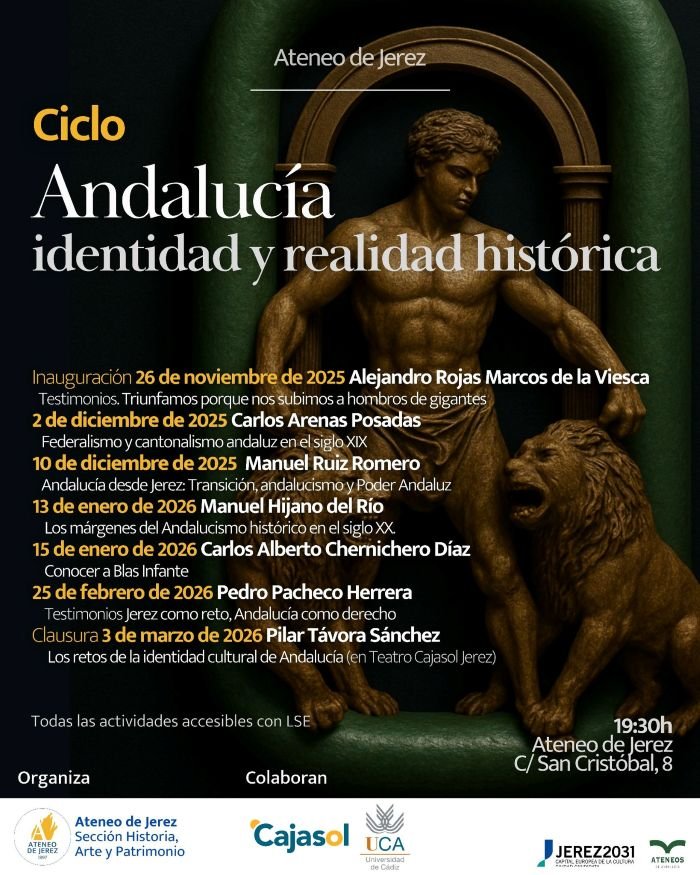 El Ateneo de Jerez arranca el ciclo «Andalucía: identidad y realidad histórica» con Alejandro Rojas-Marcos