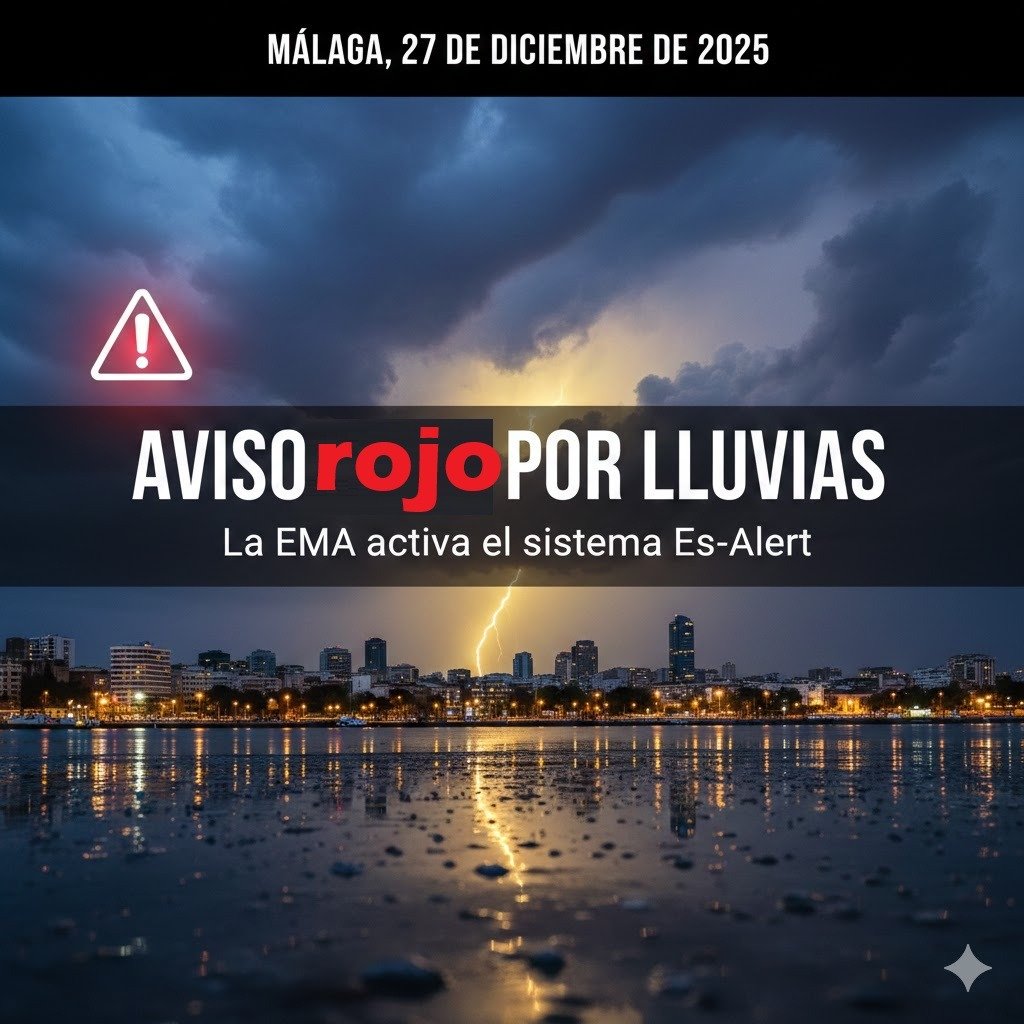 Aviso rojo por lluvias en Málaga: La EMA activa el sistema Es-Alert