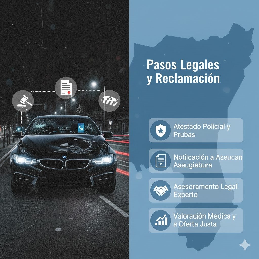 Infografía sobre el accidente de tráfico en El Puerto de Santa María que detalla la guía de seguridad e indemnizaciones 2026, incluyendo pasos legales para reclamaciones, nuevas normativas de la DGT en Cádiz y procesos de peritaje de daños en accidentes viales.
