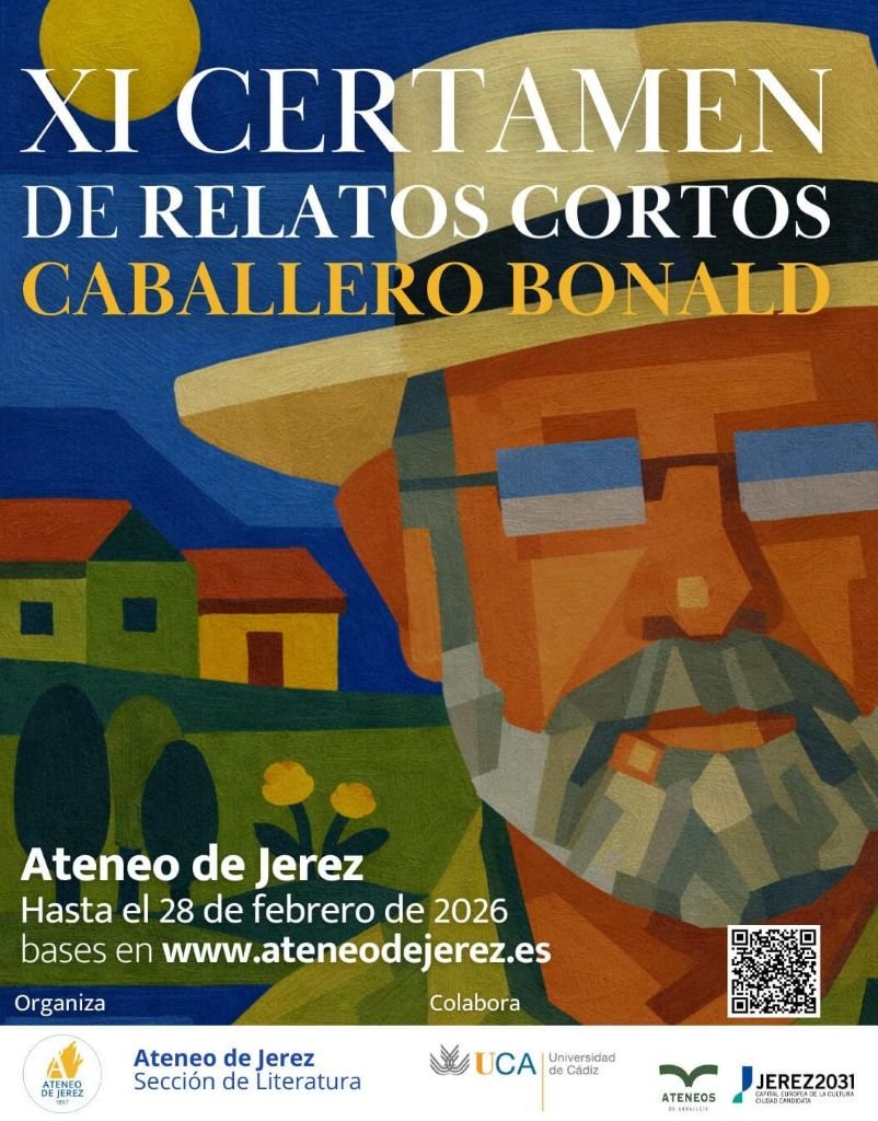 Cartel oficial del XI Certamen de relatos cortos J.M. Caballero Bonald del Ateneo de Jerez 2026.