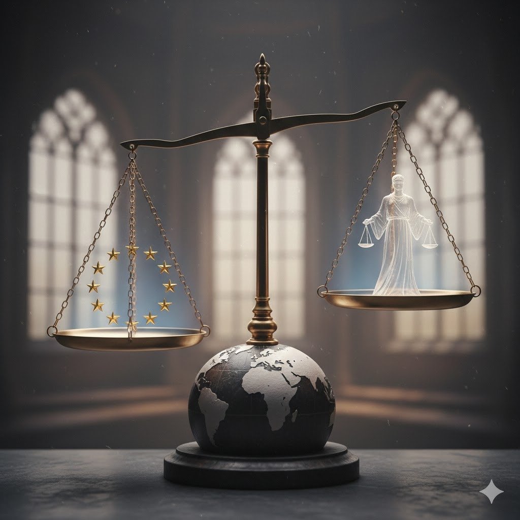 Balanza de la justicia representando la postura de la Unión Europea ante el arresto de Nicolás Maduro