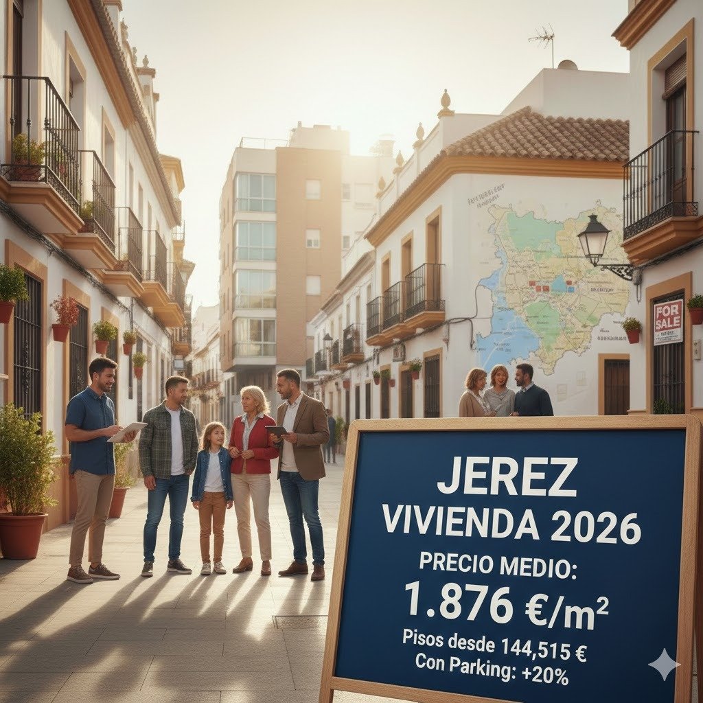 Precio del m2 de las viviendas en Jerez de la Frontera: 1.876 €/m²