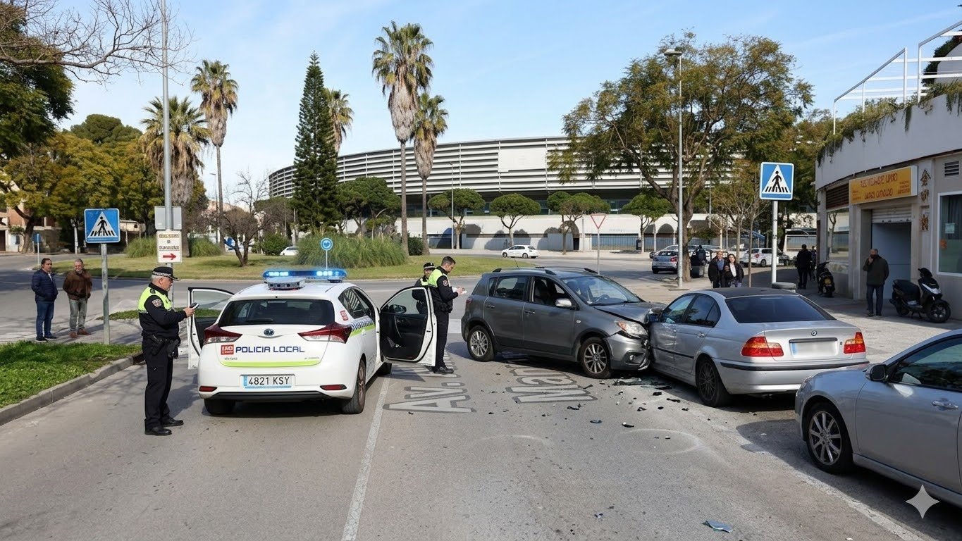 Un conductor ebrio provoca un accidente en la avenida Alcalde Jesús Mantaras de Jerez