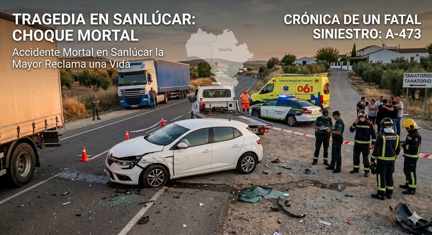 Una mujer de 29 años fallece en un choque contra un camión en Sanlúcar la Mayor
