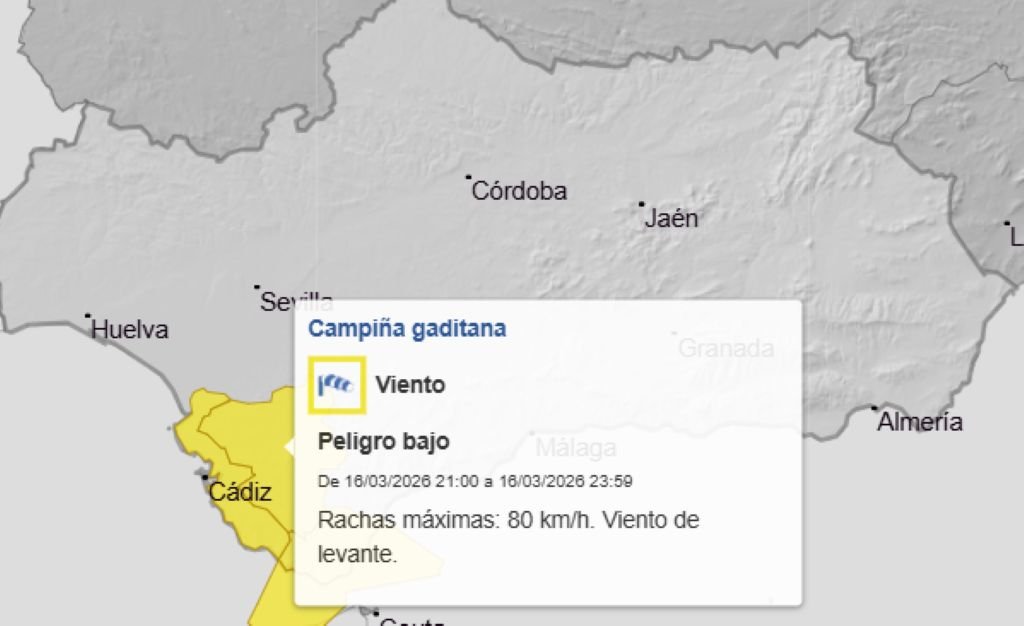 Tiempo en Jerez de la Frontera para el 16 de marzo: del sol a la alerta por Levante