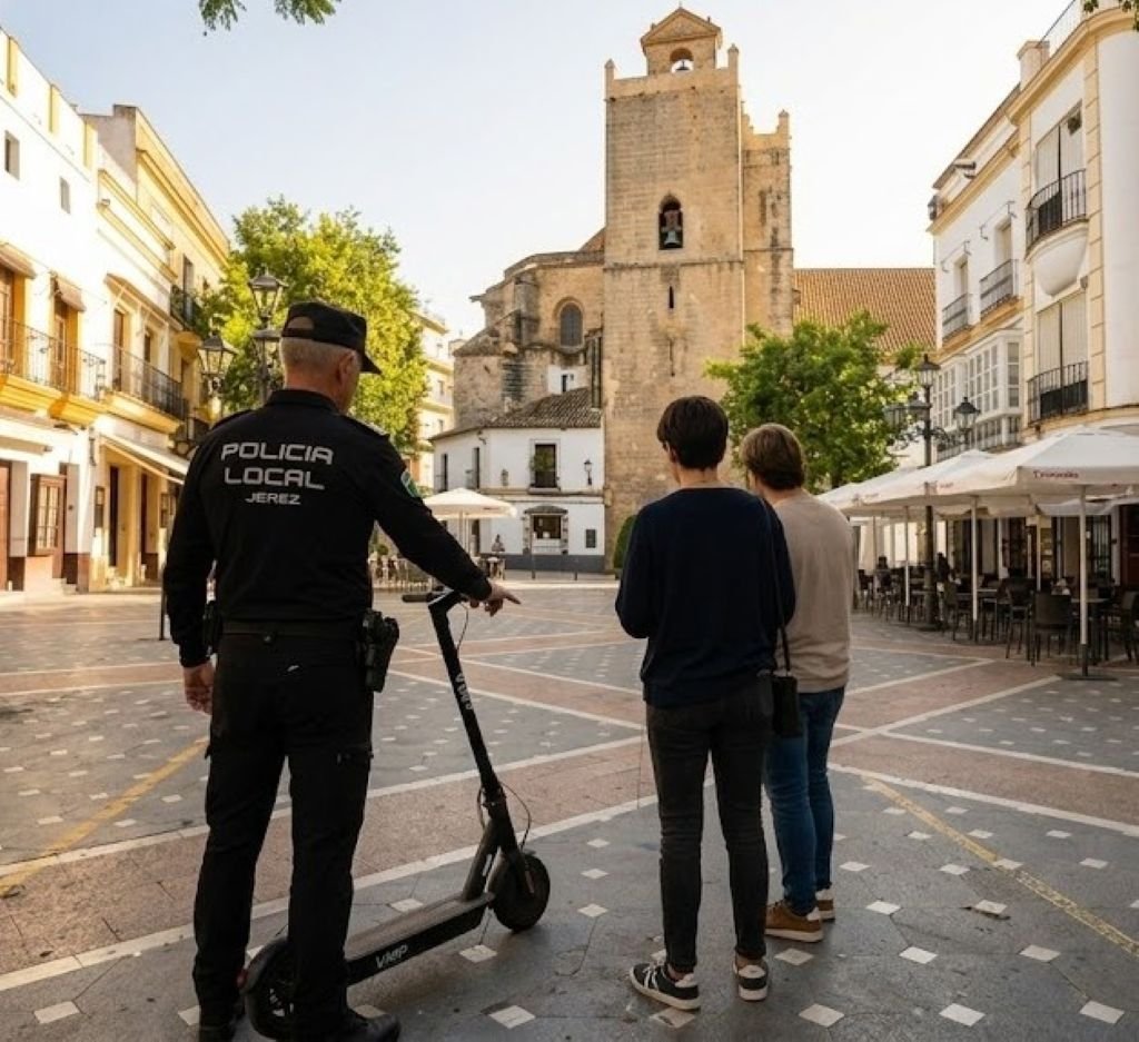 Controles de patinetes eléctricos en el centro de Jerez: tres denunciados por infracciones