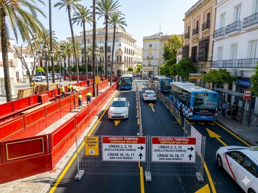 Guía del dispositivo de tráfico para la Semana Santa de Jerez: cortes y cambios