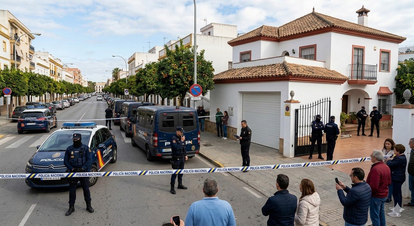 Un gran despliegue de la Policía Nacional sacude la Avenida de la Cruz Roja en Jerez