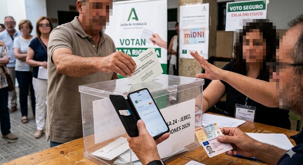 Prohibición de votar con el móvil en Andalucía: obligatorio el DNI, Pasaporte o Carné de conducir físico