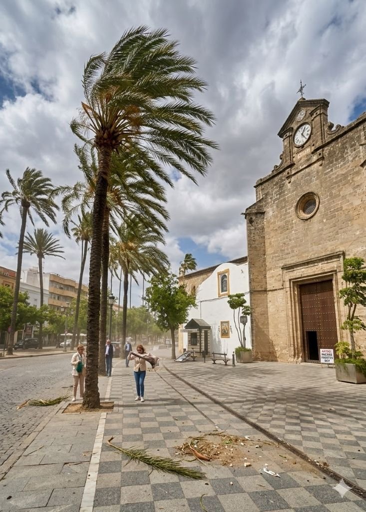 Calor y aviso por fuertes rachas de Levante en Jerez este 17 de marzo