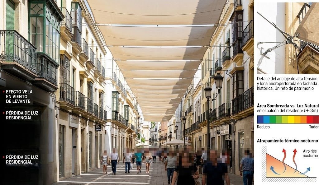 Entoldado de la calle Larga en Jerez: ¿Eficacia o error técnico?