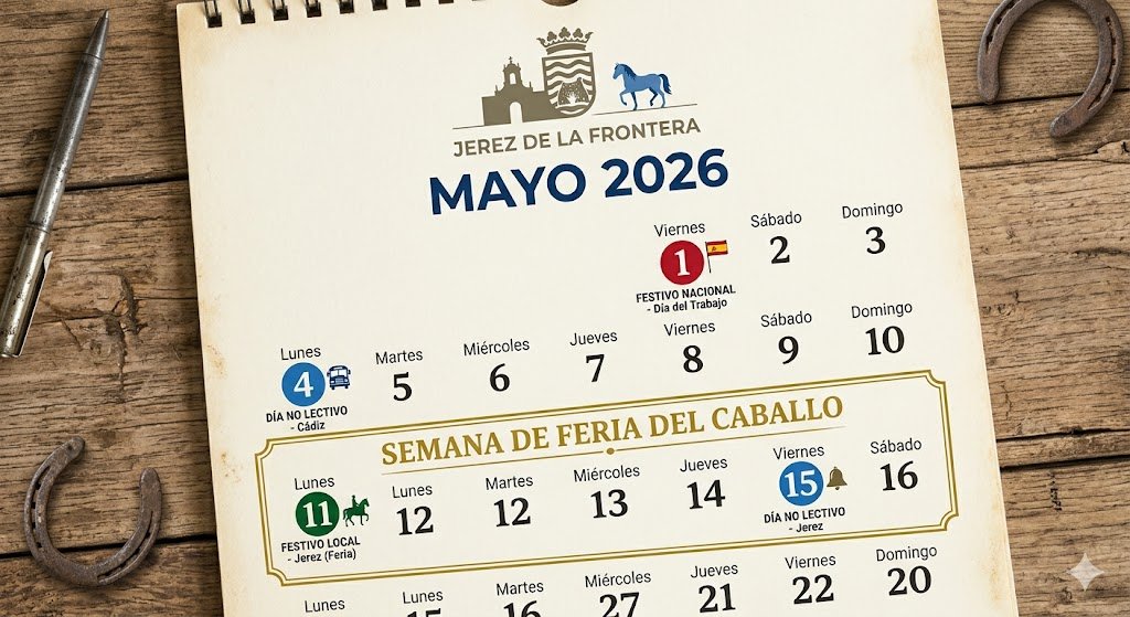 Doble puente en Jerez: así queda el calendario de festivos en mayo 2026